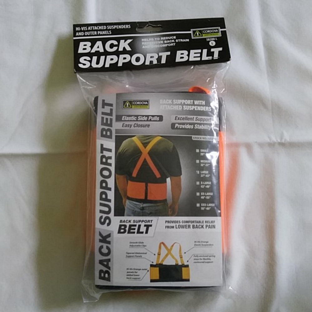Back Support Belt W/ Suspenders Size Large